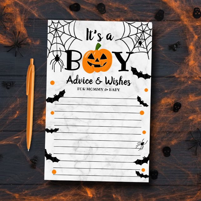 "It's A Boy" Pumpkin Halloween Baby Shower Advice (Creator Uploaded)