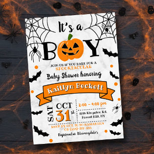 "It's A Boy" Pumpkin Halloween Baby Shower Invitation