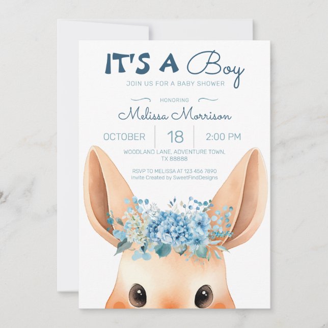 It's a boy  Rabbit Baby Boy Shower Invitation (Front)