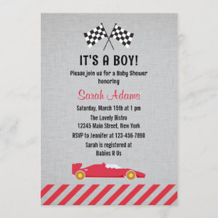 It's A Boy Race Car Baby Shower Invitation
