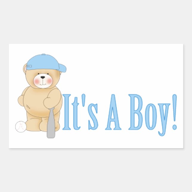 It's A Boy Rectangular Sticker (Front)
