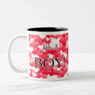It's A Boy! Red Hearts Two-Tone Coffee Mug