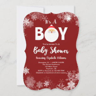 It's A Boy Red Santa Christmas Baby Shower Invitation
