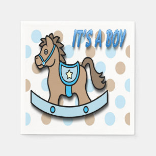 It's a Boy Rocking Horse Baby Shower Paper Napkins