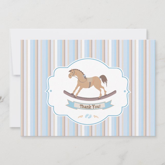 It's A Boy Rocking Horse Thank You Cards (Front)