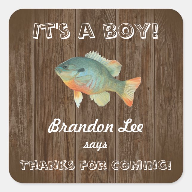 It's a Boy Rustic Fishing Napkins Square Sticker (Front)