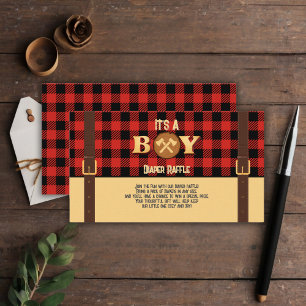 It's a boy Rustic Lumberjack Flannel Baby Shower I Enclosure Card