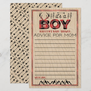 It's A Boy! Rustic Plaid Lumberjack Baby Advice