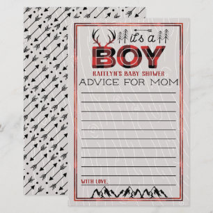 It's A Boy! Rustic Plaid Lumberjack Baby Advice