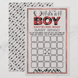 It's A Boy! Rustic Plaid Lumberjack Baby Bingo