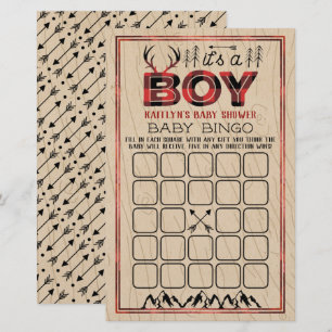 It's A Boy! Rustic Plaid Lumberjack Baby Bingo
