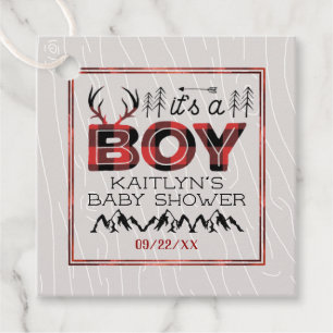 It's A Boy! Rustic Plaid Lumberjack Baby Shower Favour Tags