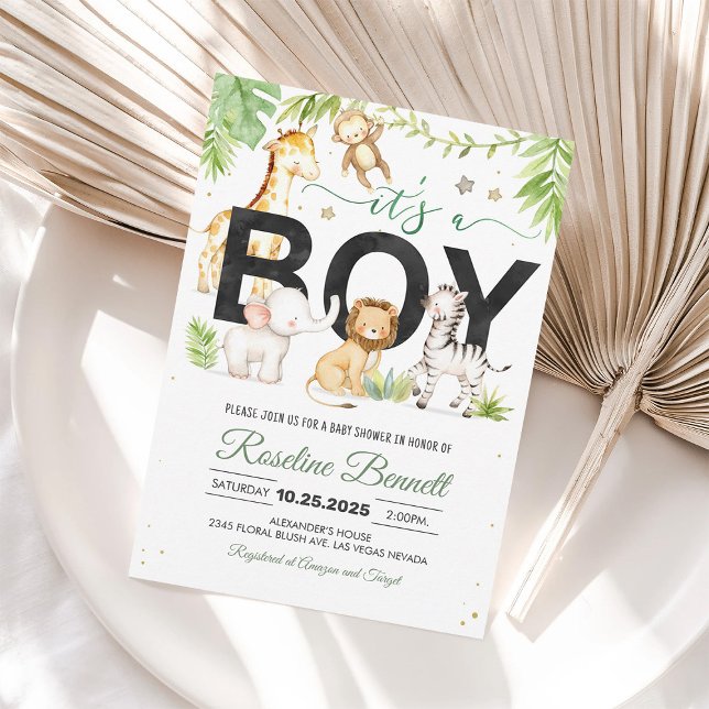 It's a Boy Safari A Wild one Baby Shower Invitation (Creator Uploaded)