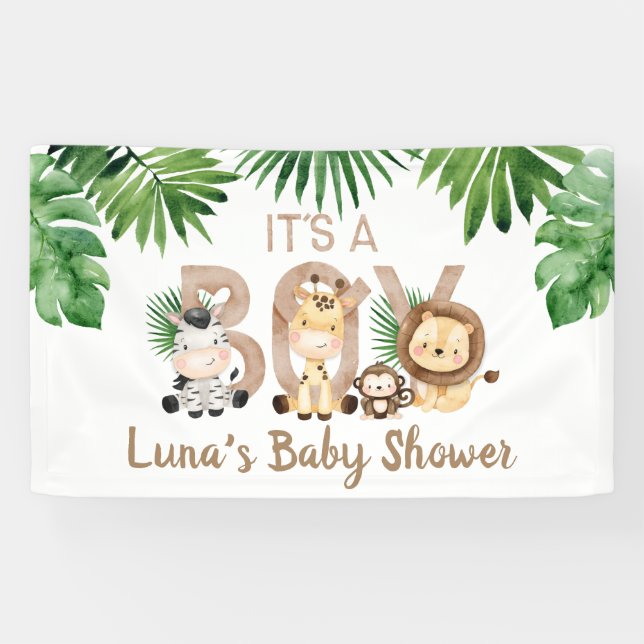 It's a Boy Safari Baby Shower Banner (Horizontal)