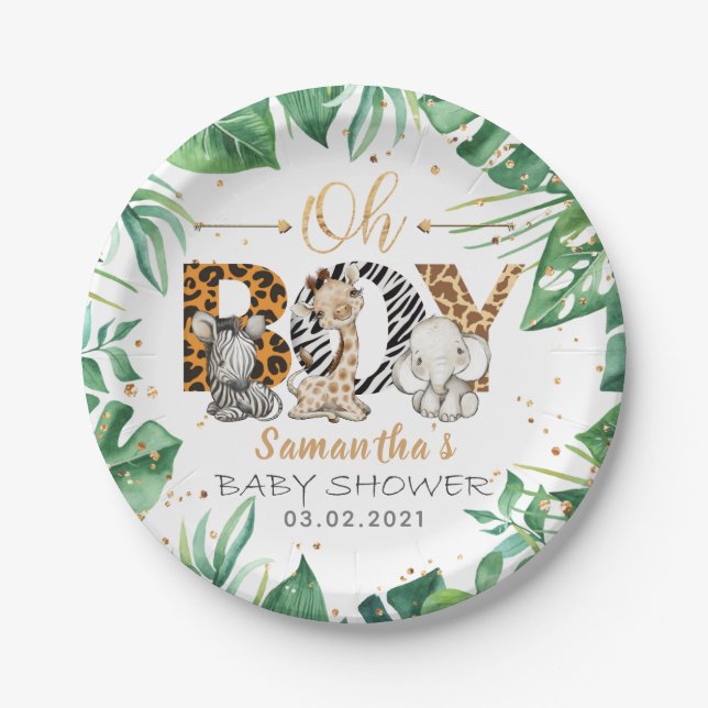 It's a Boy! Safari Baby Shower Plate (Front)