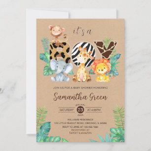 It's a Boy Safari Jungle Baby Shower Invitation