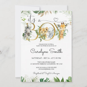 It's A Boy Safari Jungle Baby Shower Invitation