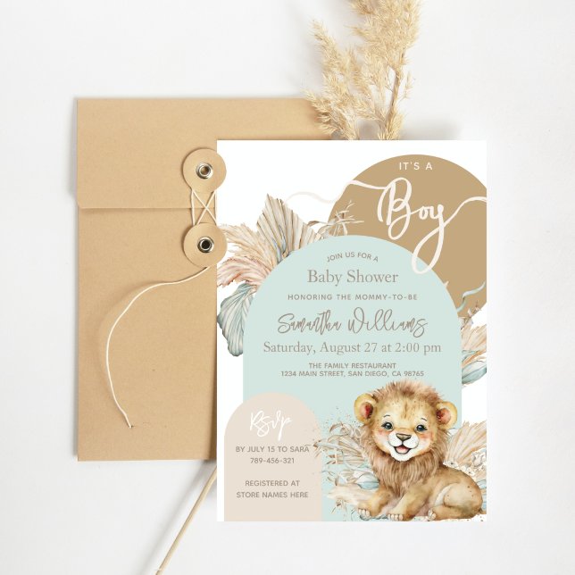 It's a boy Safari Theme Lion Baby Shower Invitation (Creator Uploaded)