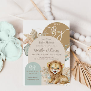 It's a boy Safari Theme Lion Baby Shower Invitation