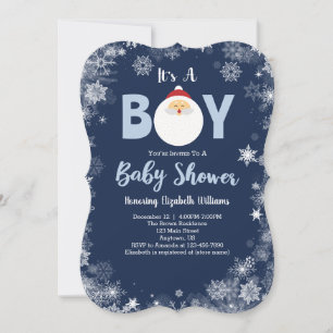 It's A Boy Santa Christmas Baby Shower Invitation