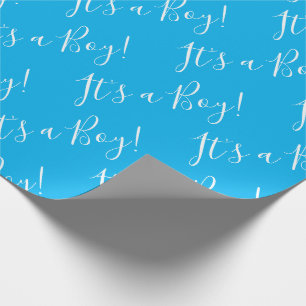 Its a Boy Script Blue Baby Shower Wrapping Paper