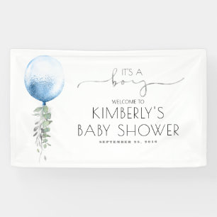 Its a Boy Silver Blue Balloon Baby Shower Banner