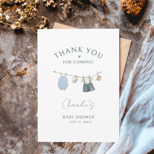 It's a Boy Simple Clothes Baby Shower Thank You Card