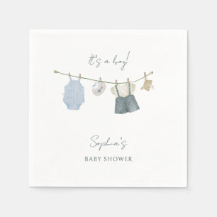 Its a Boy Simple Clothes Watercolor Baby Shower Napkin