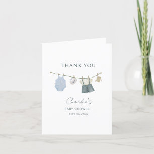 It's a Boy Simple Clothes Watercolor Baby Shower Thank You Card