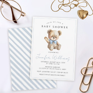 Its a boy simple teddy bear baby shower invitation