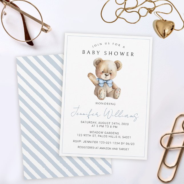 Its a boy simple teddy bear baby shower invitation (Creator Uploaded)