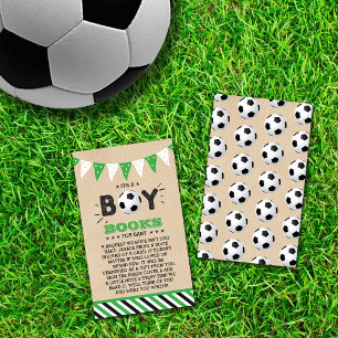It's A Boy! Soccer Themed Baby Shower Book Request Enclosure Card