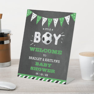 It's A Boy! Soccer Themed Baby Shower Welcome Pedestal Sign