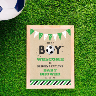 It's A Boy! Soccer Themed Baby Shower Welcome Poster