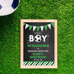 It's A Boy! Soccer Themed Baby Shower Welcome Poster