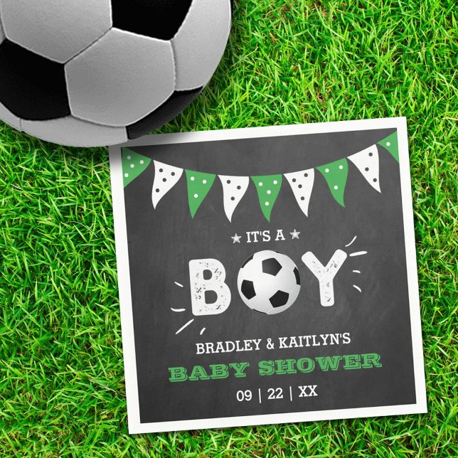 It's A Boy! Soccer Themed Co-ed Baby Shower Napkin (Creator Uploaded)