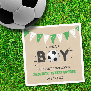 It's A Boy! Soccer Themed Co-ed Baby Shower Napkin