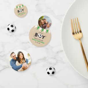 It's A Boy! Soccer Themed Co-ed Baby Shower Photo Confetti