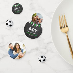 It's A Boy! Soccer Themed Co-ed Baby Shower Photo Confetti