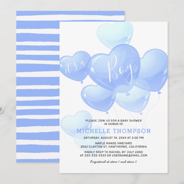 It's a Boy Soft Blue Baby Shower Invitation (Front/Back)