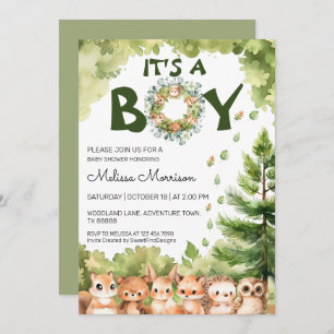 It's A Boy Spring Woodland Baby Boy Shower Invitation