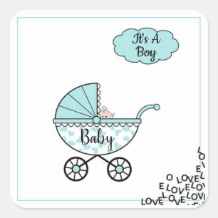 It's A Boy Square Sticker