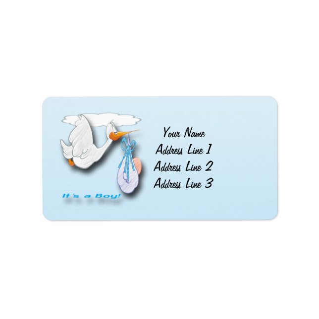 It's a Boy Stork Baby Shower Address Labels (Front)