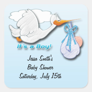 It's a Boy Stork Baby Shower Favour stickers