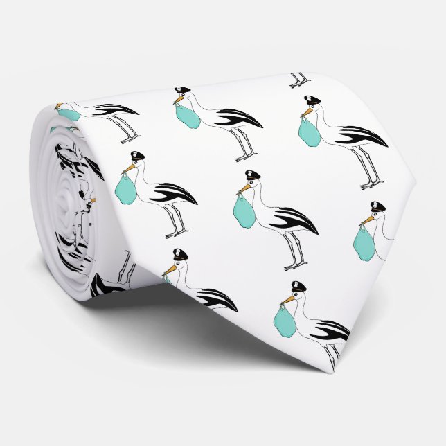 It's A Boy Stork Delivery Baby Reveal Party Tie (Rolled)