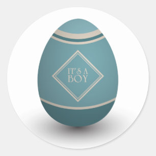 it's a boy stork egg classic round sticker