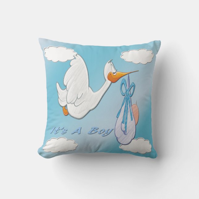 It's A Boy - Stork Keepsake Pillow (Front)