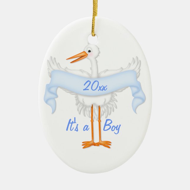 It's A Boy Stork Ornament (Front)