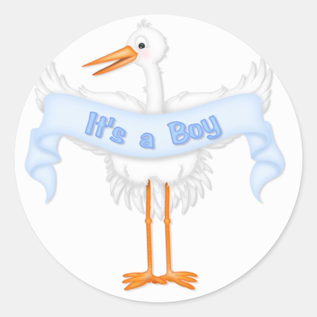 It's a Boy Stork Sticker (Front)