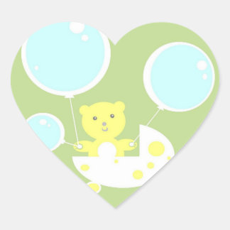 It's a Boy Stroller Teddy Bear Baby Shower Heart Sticker